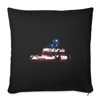 Sport Us Flag Go Kart - Sofa pillowcase 17,3'' x 17,3'' (45 x 45 cm) - black - Front