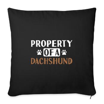 Property Of A Dachshund - Sofa pillowcase 17,3'' x 17,3'' (45 x 45 cm) - black - Front
