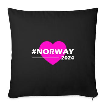 Norvège 2024 Amour du cœur - Housse de coussin décorative 45 x 45 cm - noir - Devant