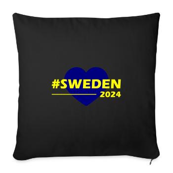 Suède 2024 Amour du cœur - Housse de coussin décorative 45 x 45 cm - noir - Devant