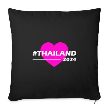 Thaïlande 2024 Amour du cœur - Housse de coussin décorative 45 x 45 cm - noir - Devant