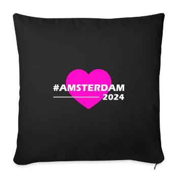 Amsterdam 2024 Amour du cœur - Housse de coussin décorative 45 x 45 cm - noir - Devant