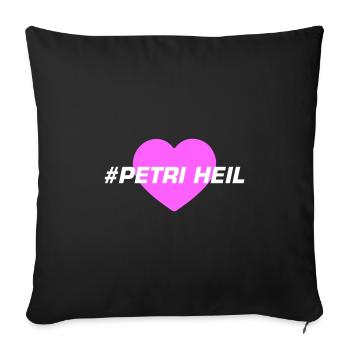 Petri Heil Pêche au cœur - Housse de coussin décorative 45 x 45 cm - noir - Devant