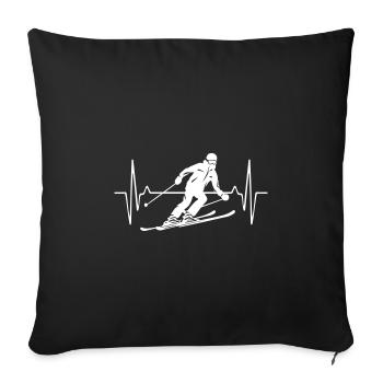 Ski Skiing Man Fréquence d’impulsion - Housse de coussin décorative 45 x 45 cm - noir - Devant