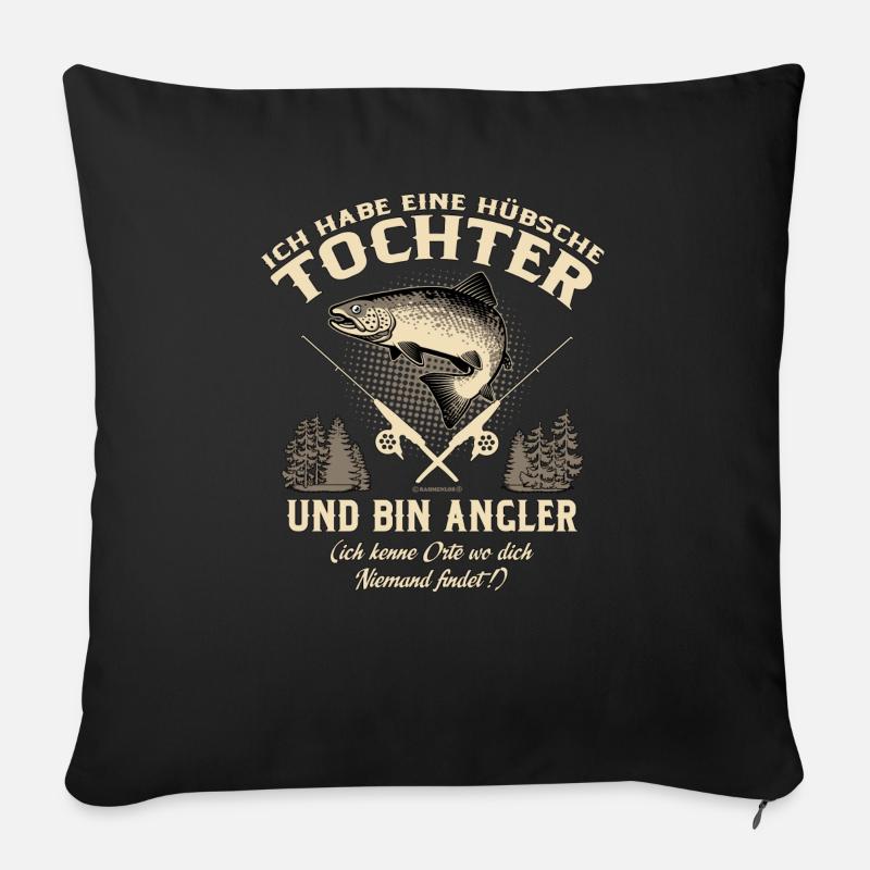 Tochter Angler - Geburtstags Geschenk - RAHMENLOS - Sofakissenbezug 45 x 45 cm - Schwarz
