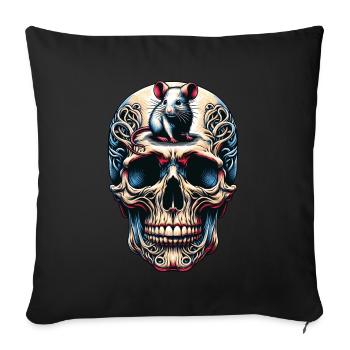 Colorful skull with cute little mouse on the forehead - Sofa pillowcase 17,3'' x 17,3'' (45 x 45 cm) - black - Front