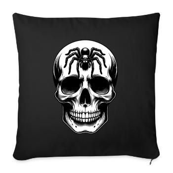Crâne avec une grande araignée sur le front - Housse de coussin décorative 45 x 45 cm - noir - Devant