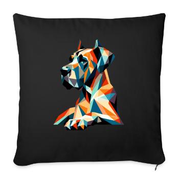 Polygone Dogue Allemand Chien Coloré Chien Amour - Housse de coussin décorative 45 x 45 cm - noir - Devant