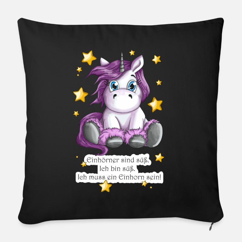 Ich bin ein süßes Einhorn Zuckersüßes Motiv - Sofakissenbezug 45 x 45 cm - Schwarz
