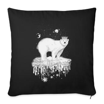 Ours polaire avec couronne sur une banquise - Housse de coussin décorative 45 x 45 cm - noir - Devant
