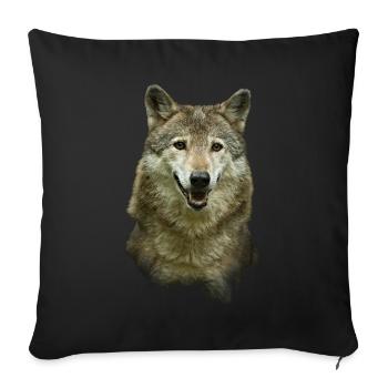 wolf - Sofa pillowcase 17,3'' x 17,3'' (45 x 45 cm) - black - Front
