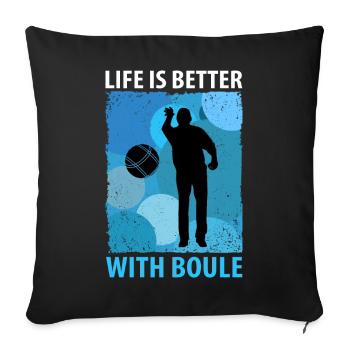 Pétanque Pétanque Pétanque Pétanque Pétanque - Housse de coussin décorative 45 x 45 cm - noir - Devant