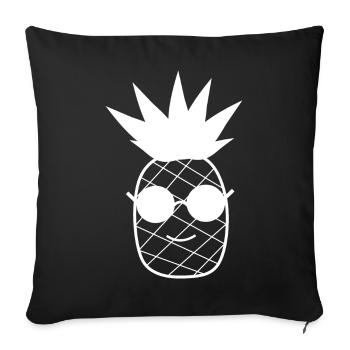 T-shirt d’été Ananas avec lunettes de soleil - Housse de coussin décorative 45 x 45 cm - noir - Devant