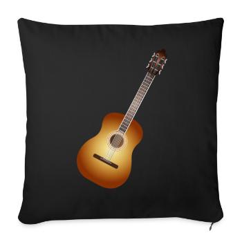 belle guitare acoustique dans des tons chauds - Housse de coussin décorative 45 x 45 cm - noir - Devant