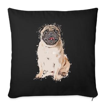 Pug Dog Pet Animal Cartoon Comic Style - Sofa pillowcase 17,3'' x 17,3'' (45 x 45 cm) - black - Front