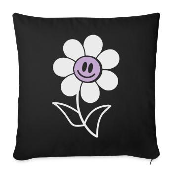 Fleur souriante - Housse de coussin décorative 45 x 45 cm - noir - Devant