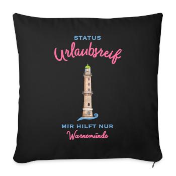 Kultiger alter Leuchtturm Warnemünde , Urlaubsreif - Sofakissenbezug 45 x 45 cm - Schwarz - Vorne