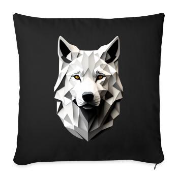 Tête du Loup Blanc - Housse de coussin décorative 45 x 45 cm - noir - Devant