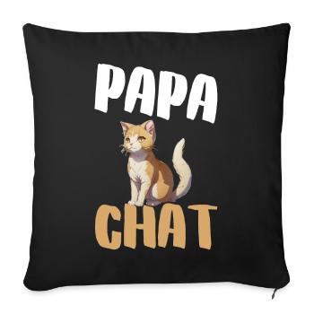 Papa Chat: Chat orange et Typo Large - Housse de coussin décorative 45 x 45 cm - noir - Devant