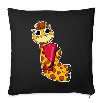 1 an - Inscription à l’école - Motif girafe - Housse de coussin décorative 45 x 45 cm - noir - Devant