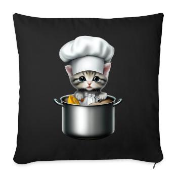 Chef Chat - Housse de coussin décorative 45 x 45 cm - noir - Devant