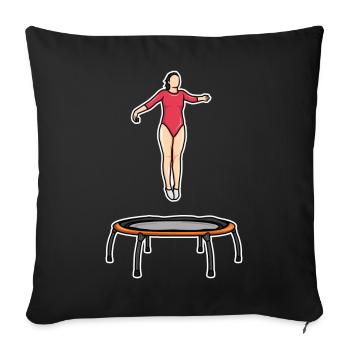 Trampolin Mädel - Sofakissenbezug 45 x 45 cm - Schwarz - Vorne