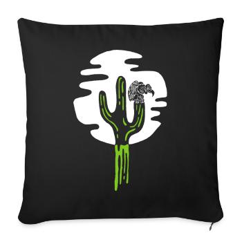 Cactus and vulture under the moon - Sofa pillowcase 17,3'' x 17,3'' (45 x 45 cm) - black - Front