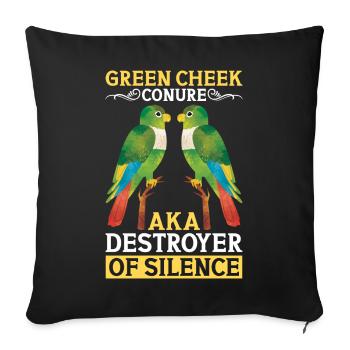 Green Parakeet aka Destroyer of the Silent Parrot - Sofa pillowcase 17,3'' x 17,3'' (45 x 45 cm) - black - Front