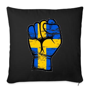 Sweden flag fist hand icon used - Sofa pillowcase 17,3'' x 17,3'' (45 x 45 cm) - black - Front
