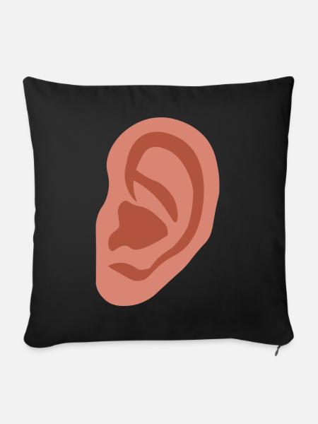 Großes Ohr - Sofakissenbezug 45 x 45 cm - Schwarz