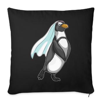 Pinguin Braut Schleier Hochzeit - Sofakissenbezug 45 x 45 cm - Schwarz - Vorne