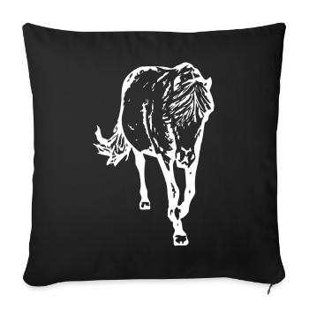cheval blanc cheval blanc t-shirt cadeau cavalier - Housse de coussin décorative 45 x 45 cm - noir - Devant