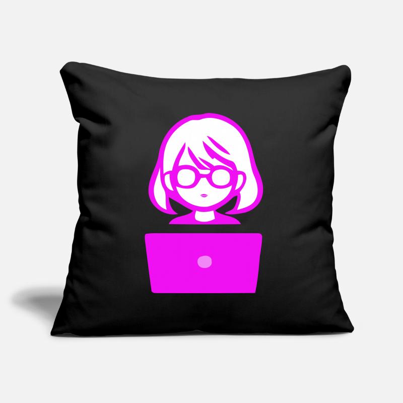 Frau mit Computer Programmierer Coder Sofakissenbezug 45 x 45 cm