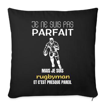 Rugby player I'm not perfect - Sofa pillowcase 17,3'' x 17,3'' (45 x 45 cm) - black - Front