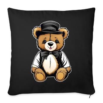 Ours en peluche mignon avec chapeau - Housse de coussin décorative 45 x 45 cm - noir - Devant