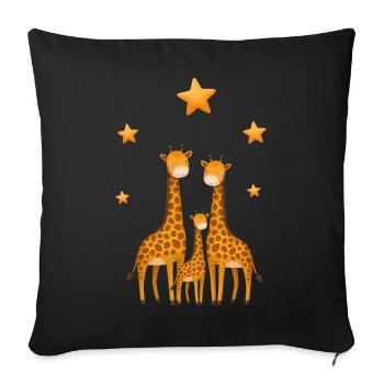 Giraffes Family Star Baby Nursery - Sofa pillowcase 17,3'' x 17,3'' (45 x 45 cm) - black - Front