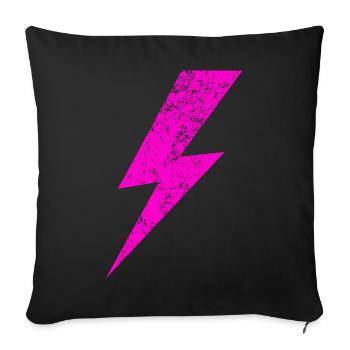 Bright Pink Lightning Motif - Sofa pillowcase 17,3'' x 17,3'' (45 x 45 cm) - black - Front