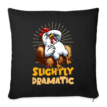 Slightly Dramatic – Chicken on Hay Bale - Sofa pillowcase 17,3'' x 17,3'' (45 x 45 cm) - black - Front
