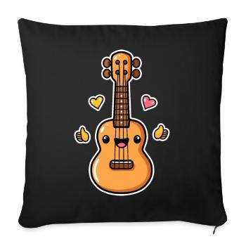 Ukulele Cartoon Style - Sofa pillowcase 17,3'' x 17,3'' (45 x 45 cm) - black - Front