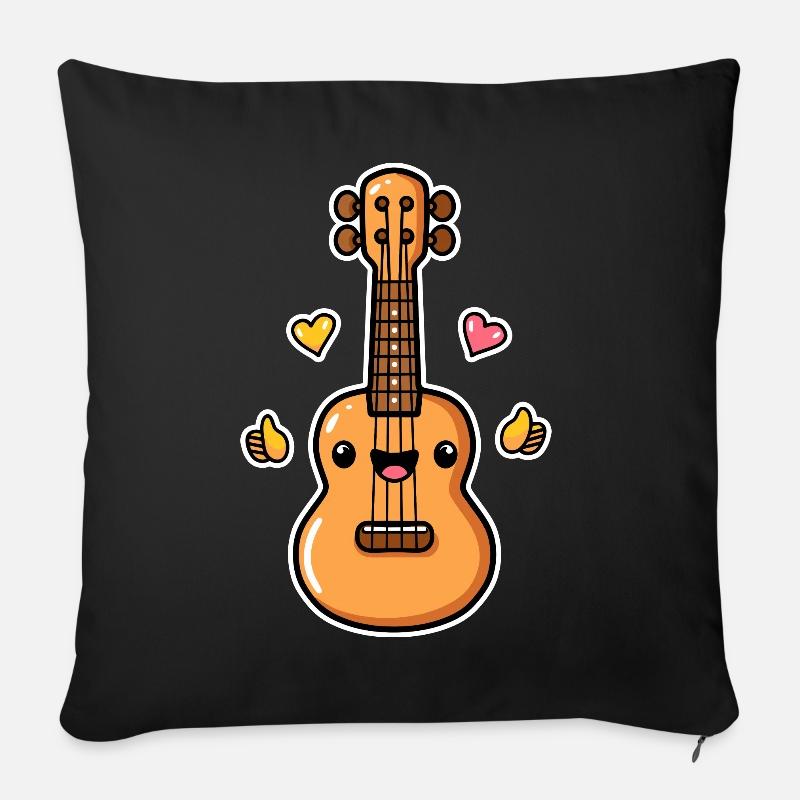 Ukulele Cartoon-Stil - Sofakissenbezug 45 x 45 cm - Schwarz