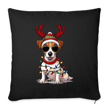 Christmas Jack Russell - Sofa pillowcase 17,3'' x 17,3'' (45 x 45 cm) - black - Front
