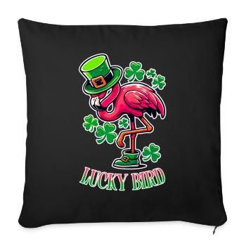 Oiseau chanceux – Flamant rose de la Saint-Patrick - Housse de coussin décorative 45 x 45 cm - noir - Devant