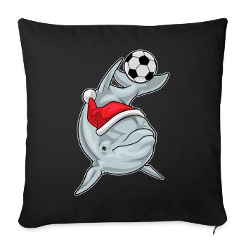 Dolphin Christmas Football - Sofa pillowcase 17,3'' x 17,3'' (45 x 45 cm) - black - Front