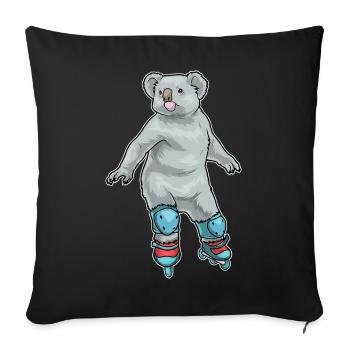 Koala Patins à roues alignées - Housse de coussin décorative 45 x 45 cm - noir - Devant