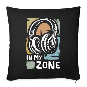 Icône de casque vintage - Logo de In My Zone Music - Housse de coussin décorative 45 x 45 cm - noir - Devant