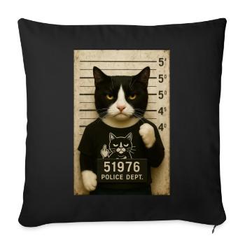 Chat de prison - Housse de coussin décorative 45 x 45 cm - noir - Devant