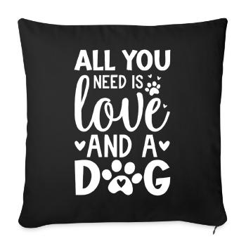 Love and Dogs Inspirational Quote Design - Sofa pillowcase 17,3'' x 17,3'' (45 x 45 cm) - black - Front