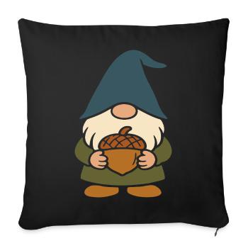 Garden gnome with acorn motif for autumn - Sofa pillowcase 17,3'' x 17,3'' (45 x 45 cm) - black - Front