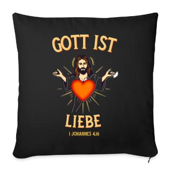 Jésus Cœur Amour Verset biblique Dieu est Amour - Housse de coussin décorative 45 x 45 cm - noir - Devant