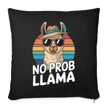 No Prob Llama Retro Sunburst Design - Sofa pillowcase 17,3'' x 17,3'' (45 x 45 cm) - black - Front